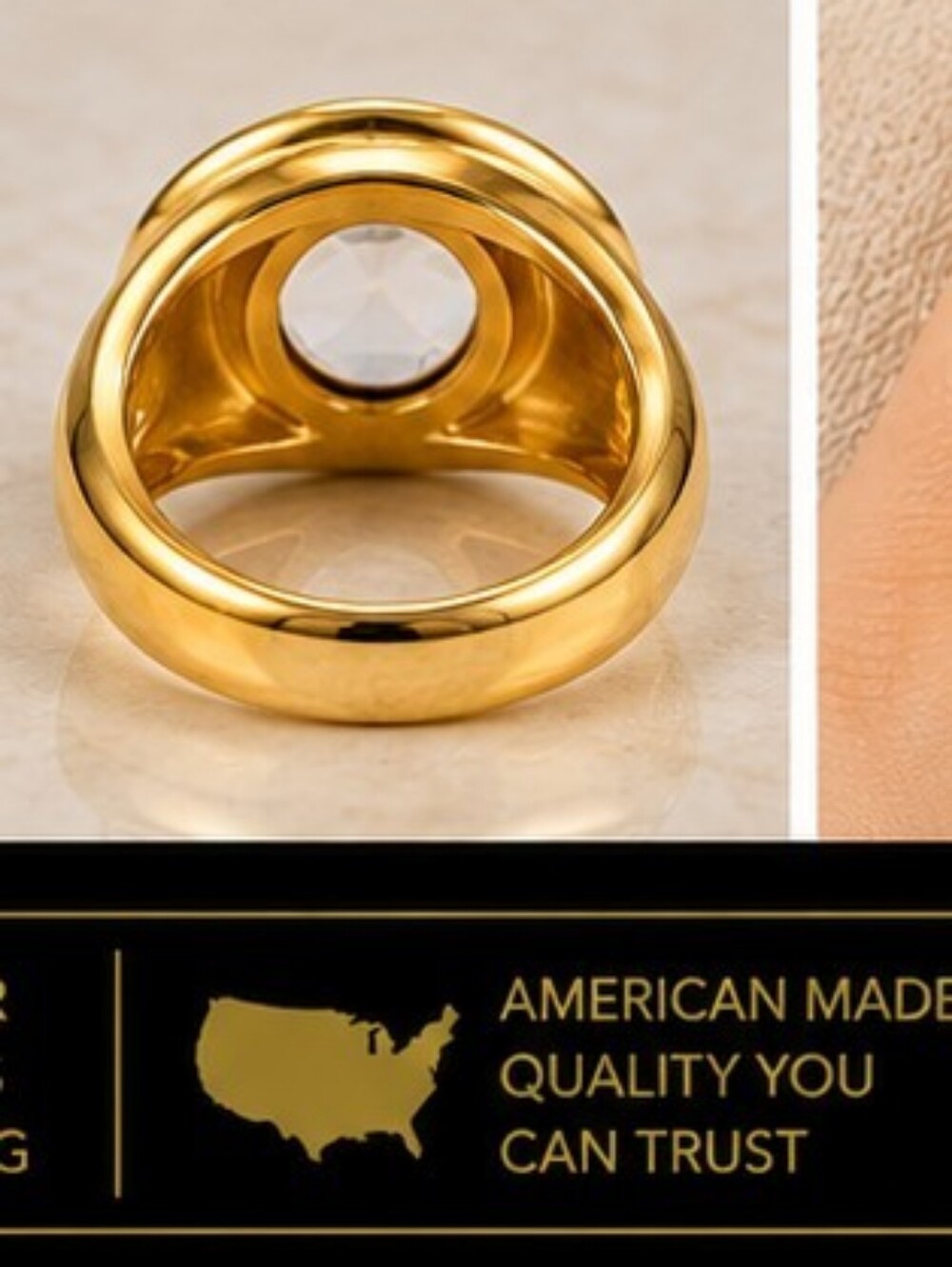 Vintage 1993 AAA+ CZ Ring 18K Triple Gold Plated East West Size 6 - Picture 7 of 13